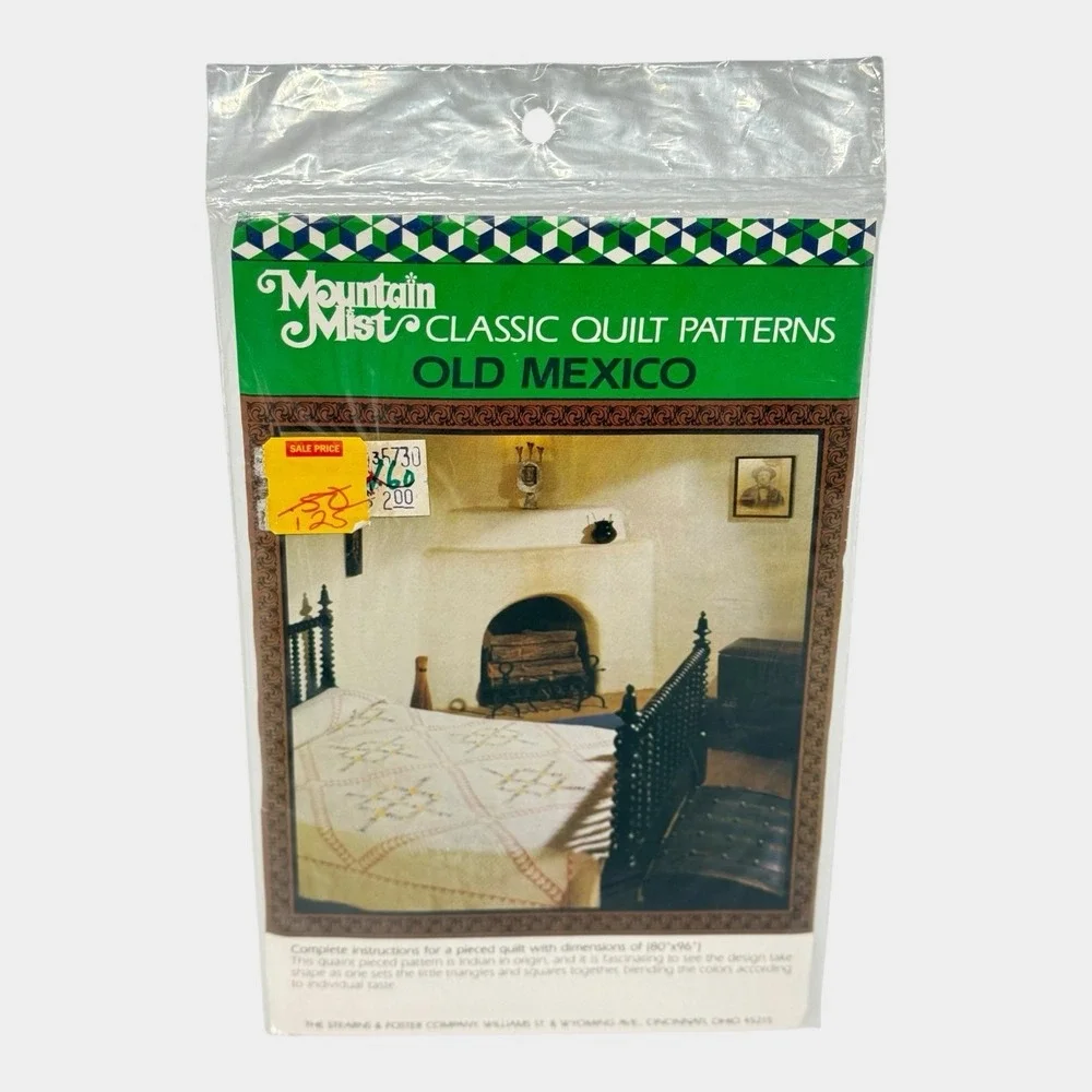 Mountain Mist Quilt Pattern Unisex OS Green New Old Mexico No. 58 Vintage NOS